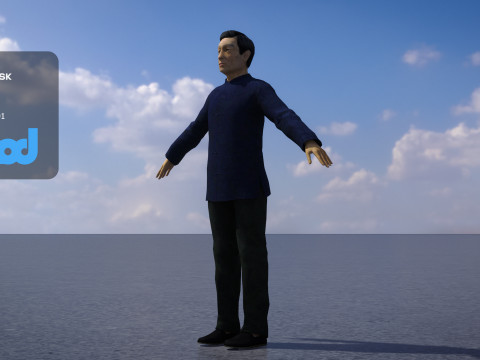 Old Man in Chinese Tunic Suit 3D-Modell