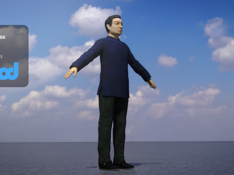 Old Man in Chinese Tunic Suit 3D-Modell