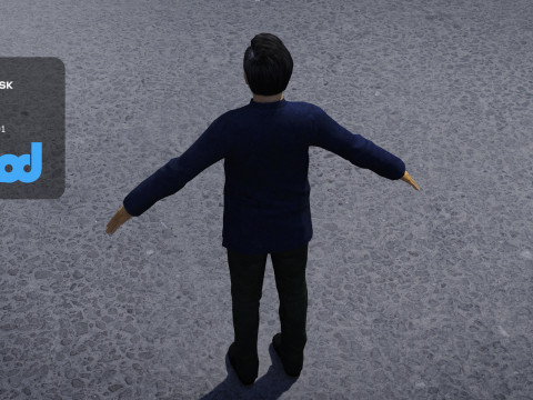 Old Man in Chinese Tunic Suit 3D-Modell