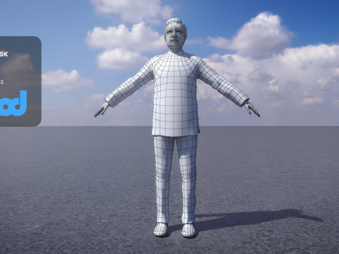 Old Man in Chinese Tunic Suit 3D-Modell