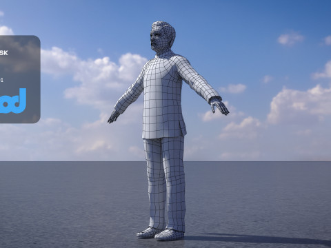 Old Man in Chinese Tunic Suit 3D-Modell