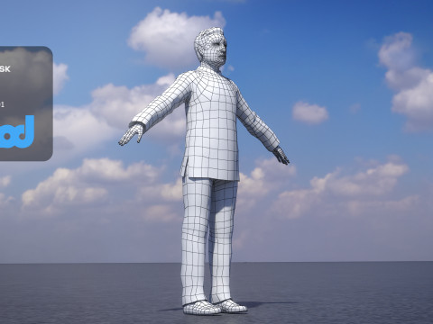 Old Man in Chinese Tunic Suit 3D-Modell