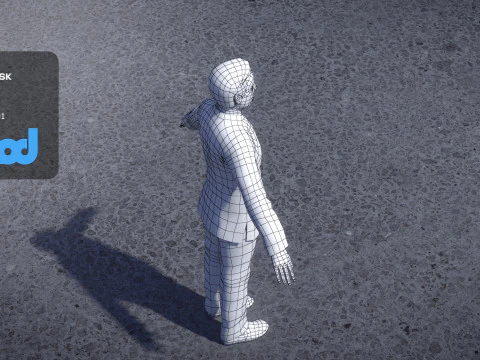Old Man in Chinese Tunic Suit 3D Model