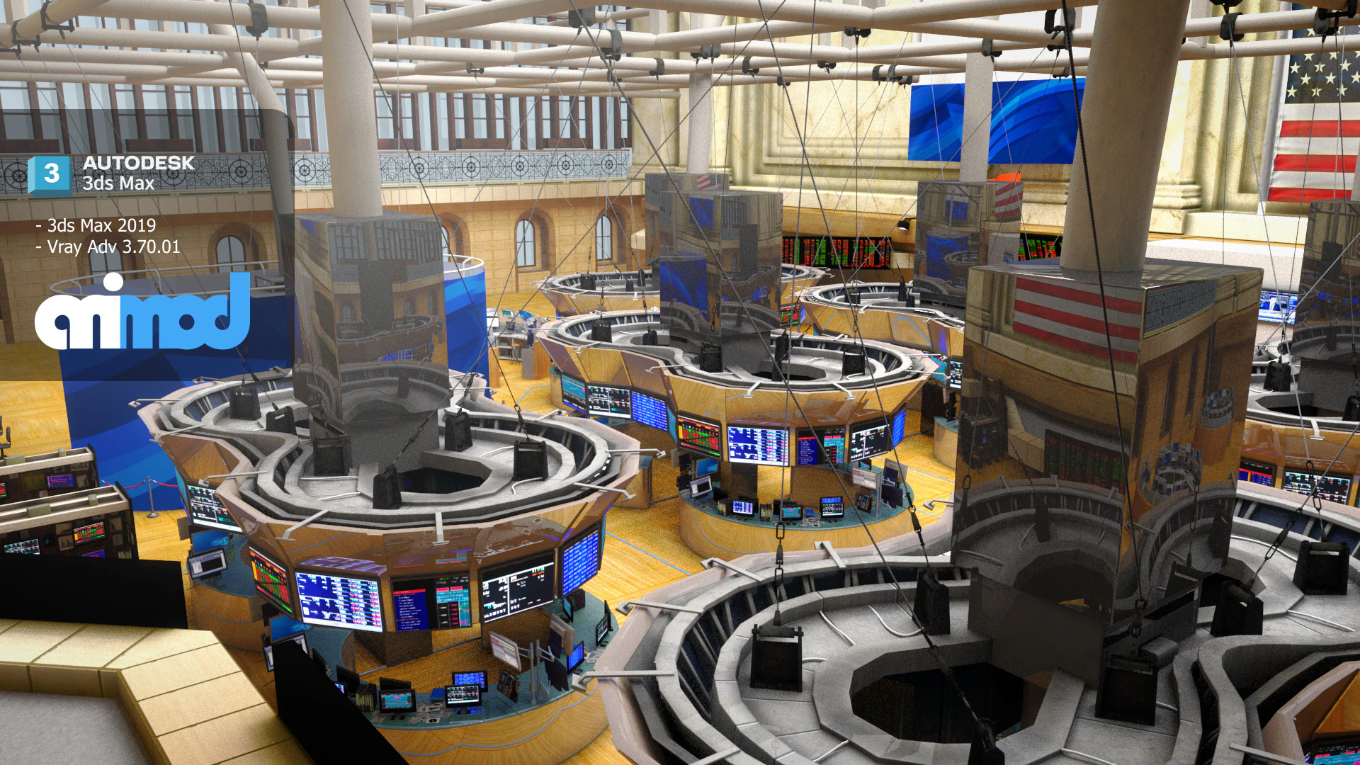 NYSE New York Stock Exchange 3D Model .c4d .max .obj .3ds .fbx .stl .blend 