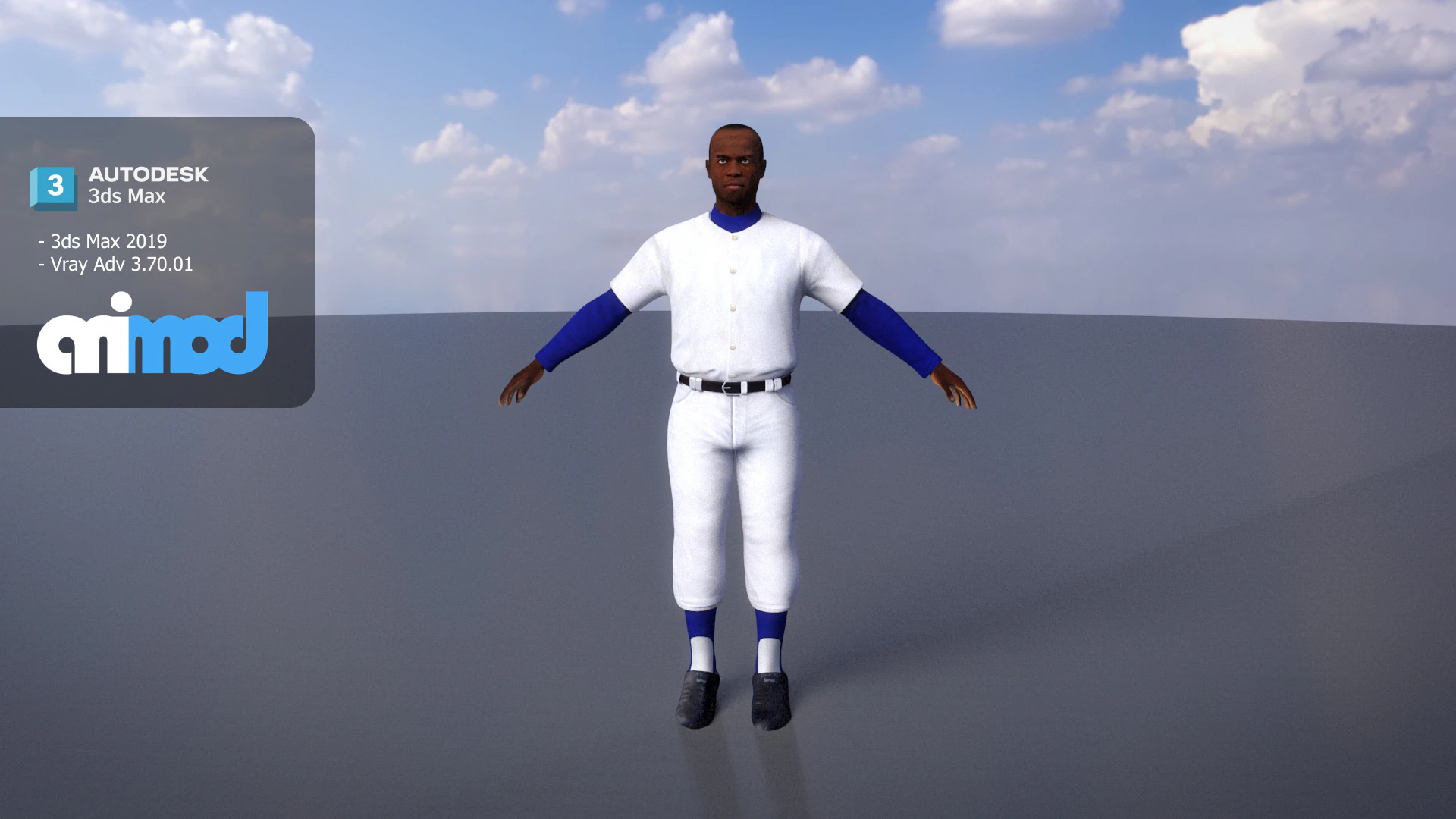 School Baseball Player 0002 3D Model .c4d .max .obj .3ds .fbx .stl .blend 