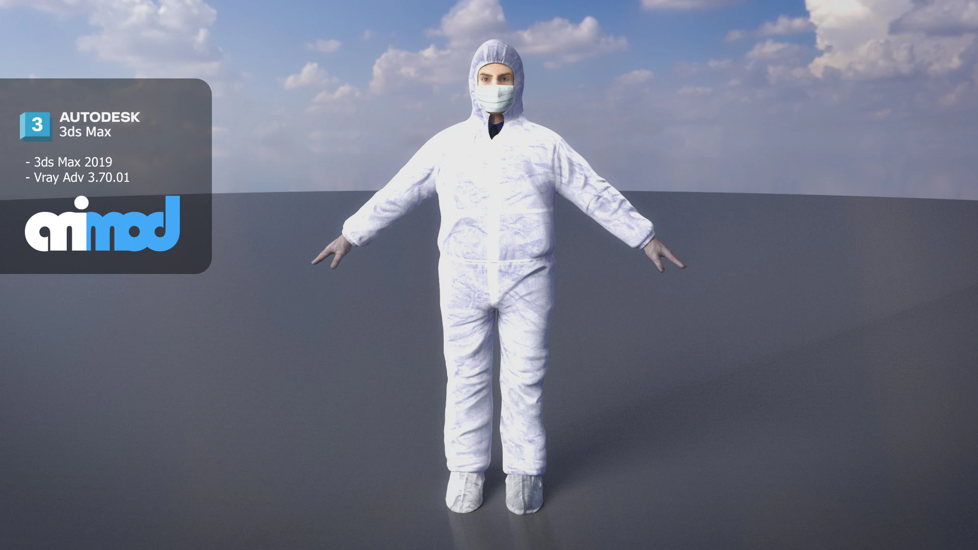 Protective Suit Man 0001 3D Model .c4d .max .obj .3ds .fbx .stl .blend 