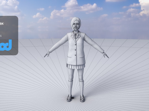 Japanese High School Girl 0002 3D Model