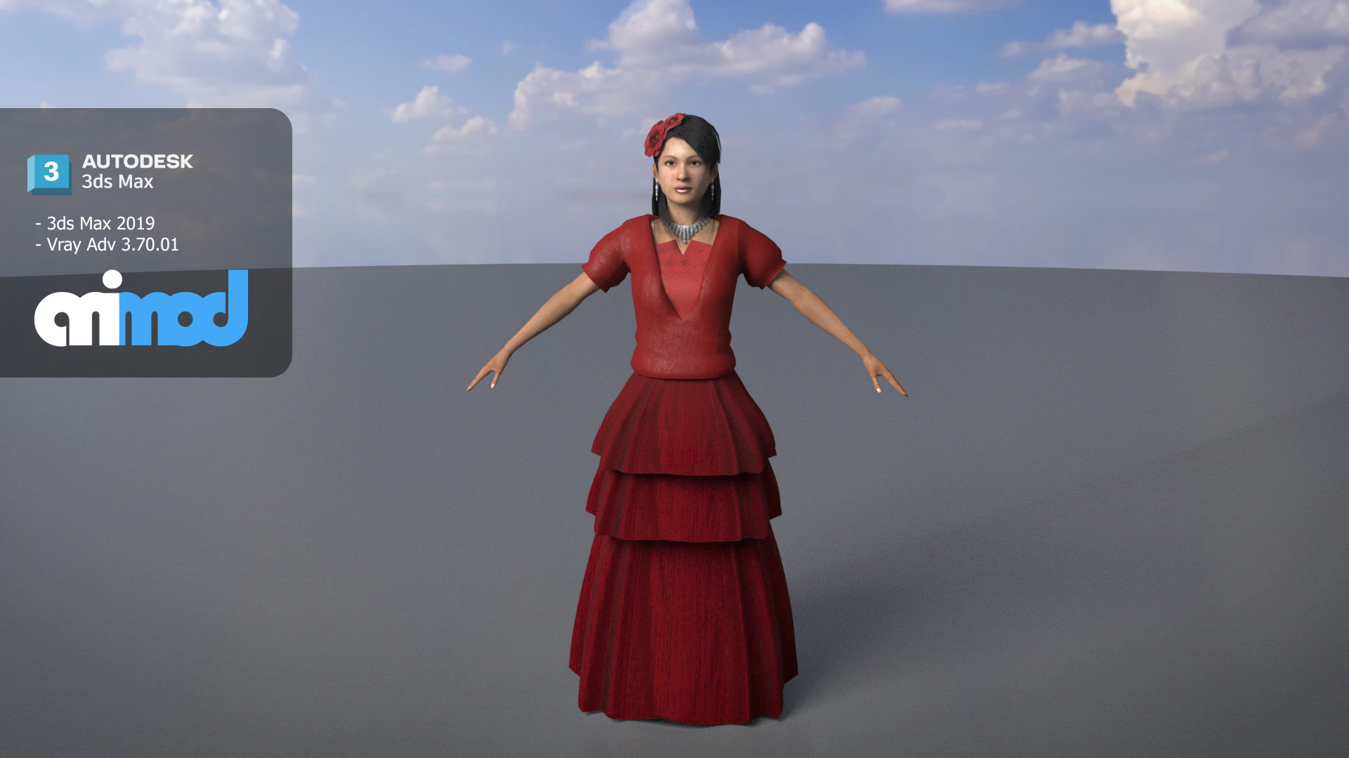 Flamenco Dancer 3D Model .c4d .max .obj .3ds .fbx .stl .blend 