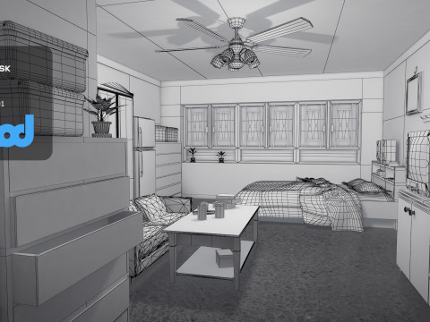 Hk Public Housing Interior 001 3D Model