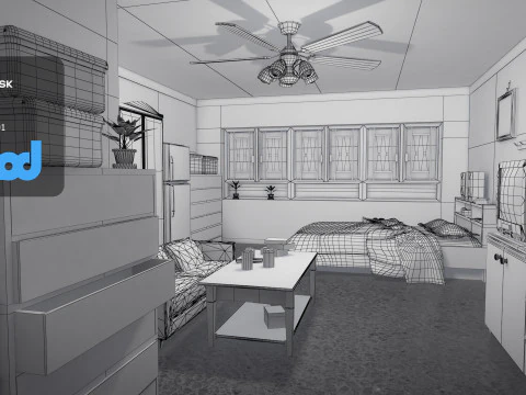 Hk Public Housing Interior 001 3D Model