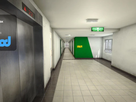 Коридор государственного жилищного строительства Гонконга 001 3D Модель