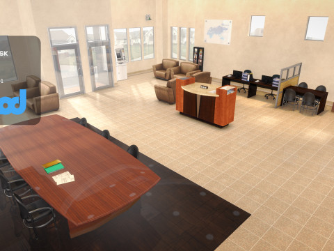 Bank Interior 3D Model