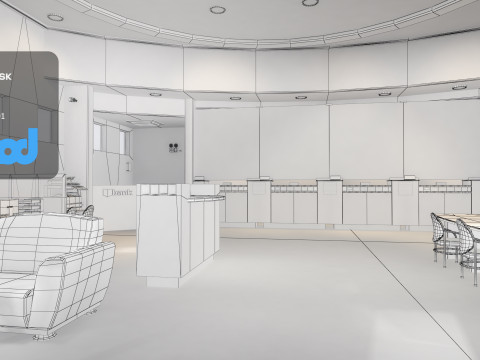 Bank Interior 3D Model