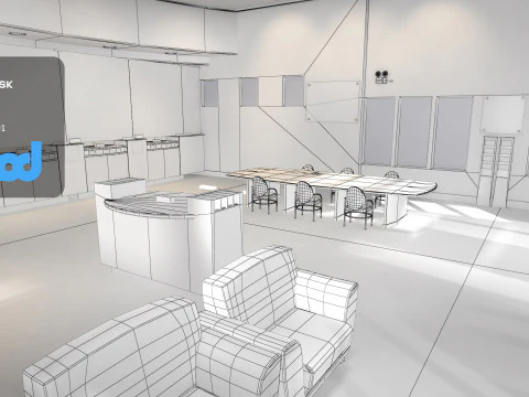 Bank Interior 3D Model