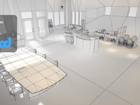 Bank Interior 3D Model