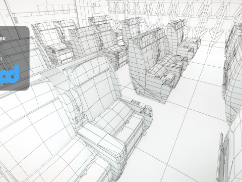 Airplane Interior Business Class 3D 模型