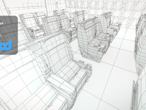 Airplane Interior Business Class 3D Model