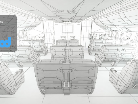 Airplane Interior Business Class 3D 模型