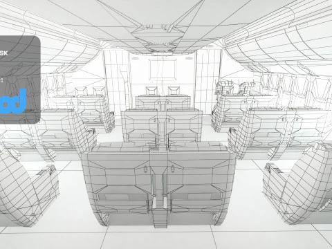 Airplane Interior Business Class 3D Model