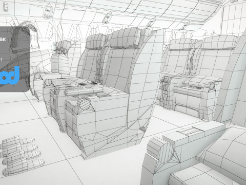 Airplane Interior Business Class 3D 模型