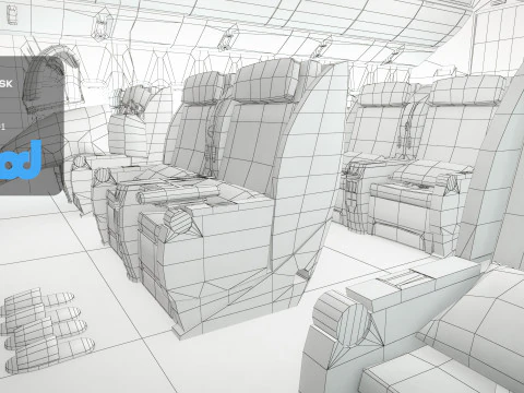 Airplane Interior Business Class 3D Model