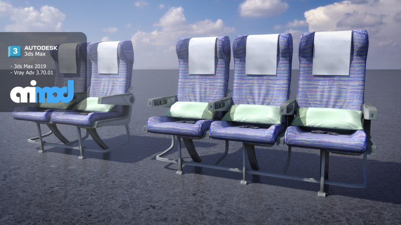 Airplane Seats Modelo 3D .c4d .max .obj .3ds .fbx .stl .blend