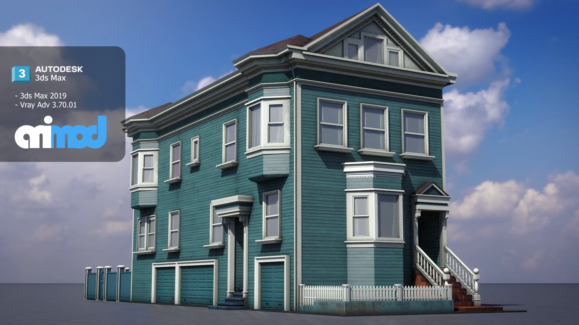 US Apartment Building 1005 3D Model .c4d .max .obj .3ds .fbx .stl .blend