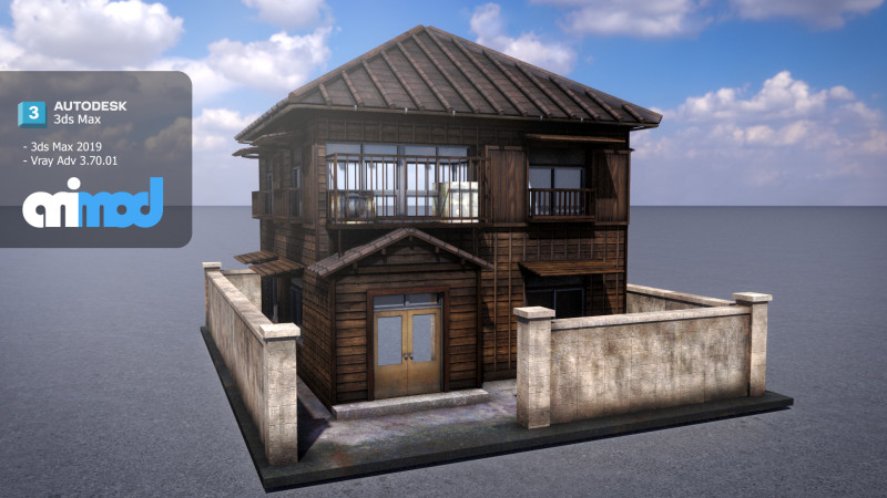 Japanese Style House 0026 Modello 3D .c4d .max .obj .3ds .fbx .stl .blend 
