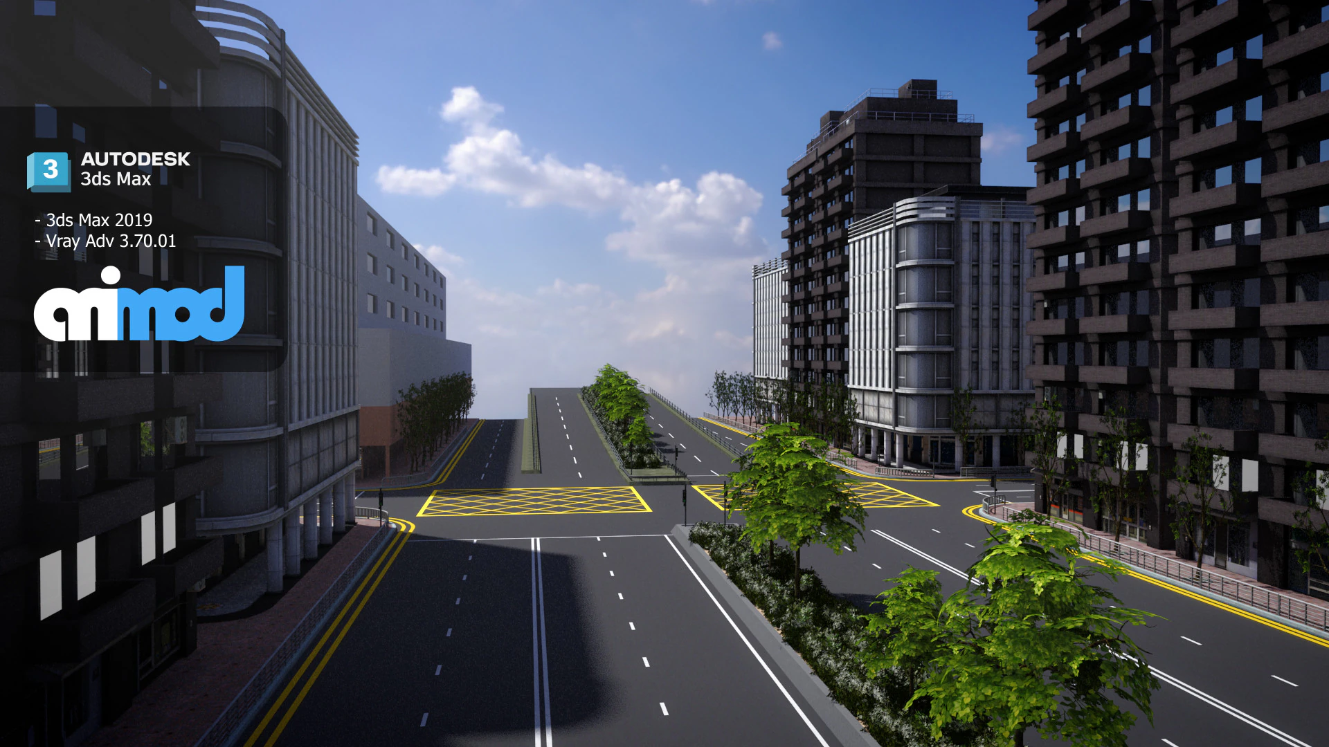 City Crossroads 3D Model .c4d .max .obj .3ds .fbx .stl .blend 