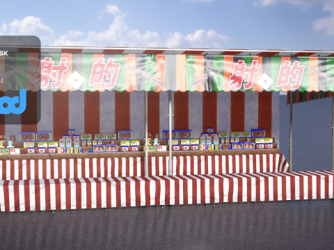 Japanese Street Stall 0008 Shateki Gunshooting 3Dモデル