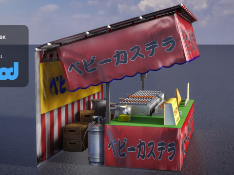 Japanese Street Stall 0010 Sponge Cake 3D Model