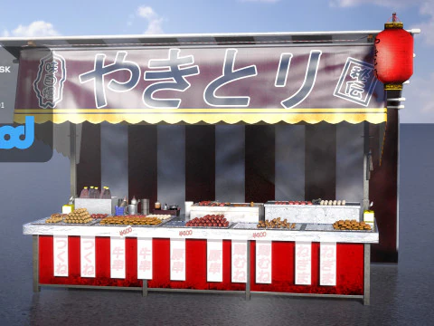 Japanese Street Stall 0002 Grilled Food 3D Model