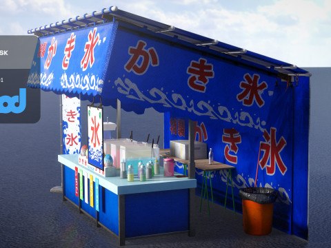 Japanese Street Stall 0003 Kakigori Stand 3Dモデル
