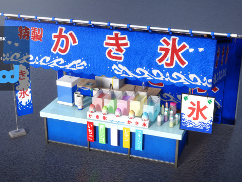 Japanese Street Stall 0003 Kakigori Stand 3Dモデル