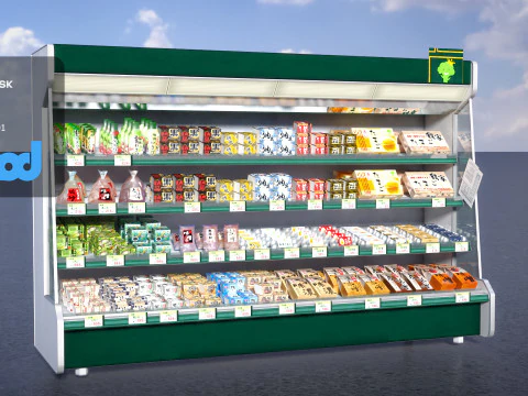 Витрина магазина Холодильник с морозильной камерой Тофу Соевые бобы 3D Модель