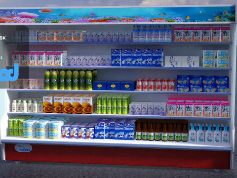 Open Display Refrigerator 3D Model