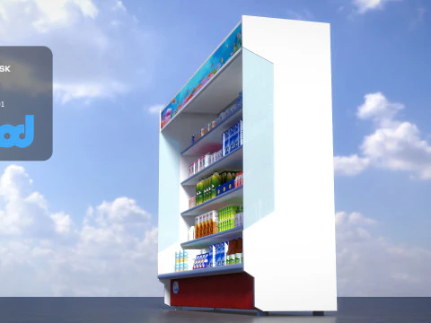 Open Display Refrigerator 3D Model