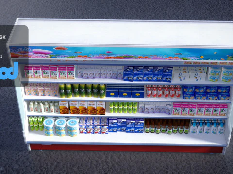 Open Display Refrigerator 3D Model