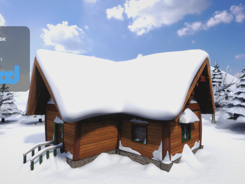 CartoonWinterWoodenHouses 3D Model