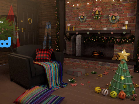 Świąteczny wystr&oacute;j domu Model 3D