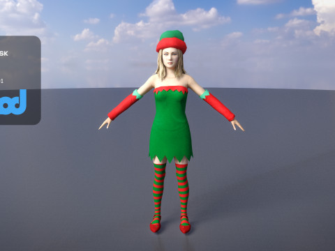 Lady in Christmas Costume 3Dモデル