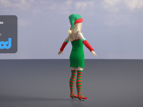 Lady in Christmas Costume 3D Model