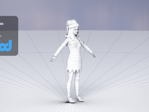 Lady in Christmas Costume 3D Model