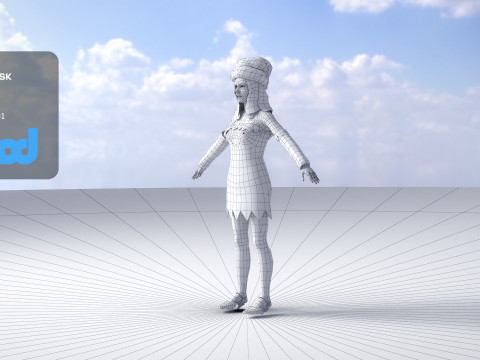 Lady in Christmas Costume 3D Model