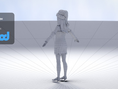 Lady in Christmas Costume 3D Model
