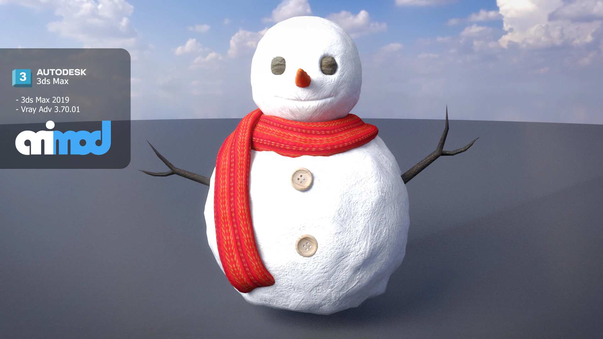 Snowman 3D Model .c4d .max .obj .3ds .fbx .stl .blend 