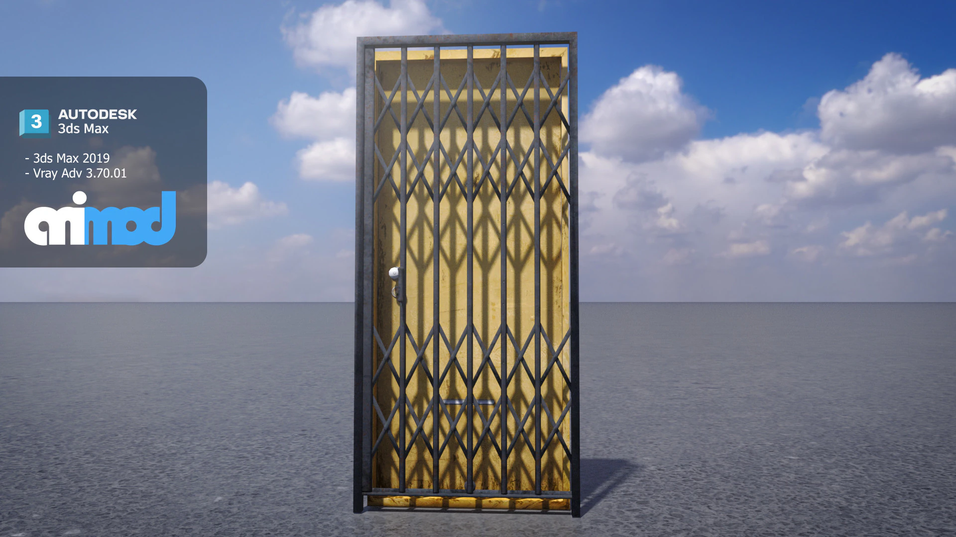 Door and Iron Gate Rigged 3D Model .c4d .max .obj .3ds .fbx .stl .blend 