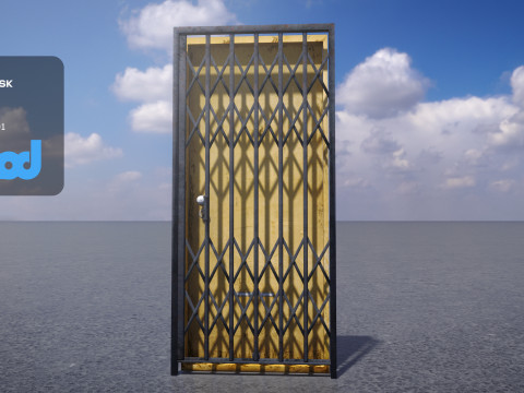 Door and Iron Gate Rigged Model 3D