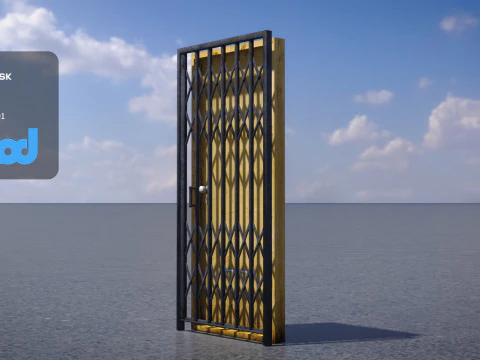 Door and Iron Gate Rigged 3D Model