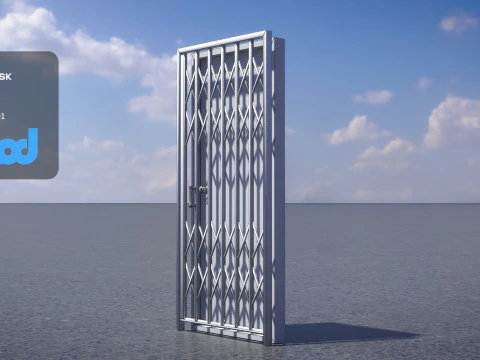 Door and Iron Gate Rigged 3D Model